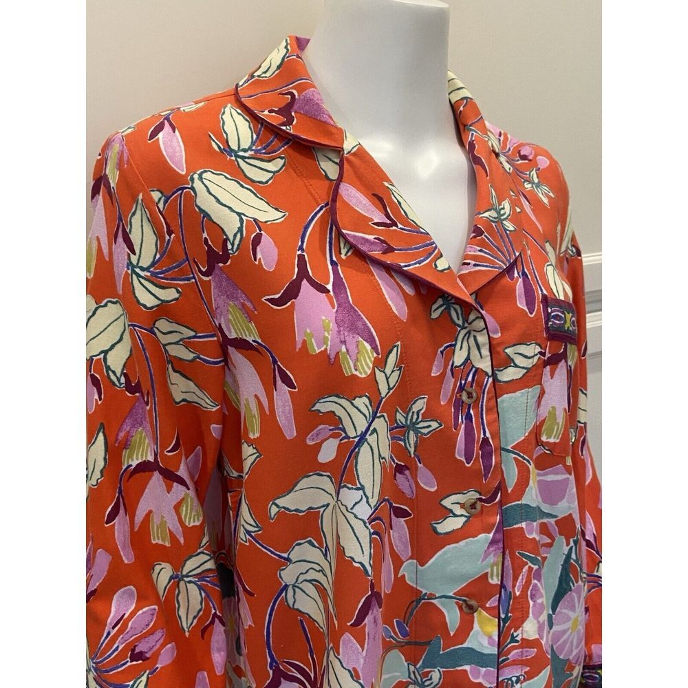 Women's Sz Small Anthropologie Lil Sire Cheetah Dreams Flannel Pajama Shirt Top - Picture 2 of 15